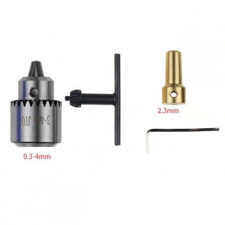 Electric Drill Grinding Mini Drill Chuck Key Keyless Drill Chucks 0.3-4mm Capacity Range W/ 3.17mm Shaft Connecting Rod