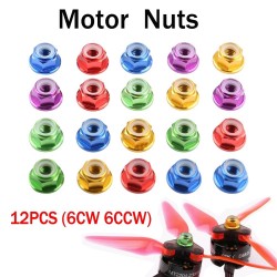12Pcs M5 Aluminum Motor Screw Nuts Nylon Insert Self Lock Flange Nut CW CCW for RC FPV Racing Drone