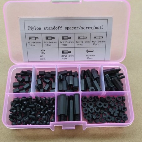 180pcs M2 M2.5 M3*6/8/10/12/15/20 Nylon Hex standoffs