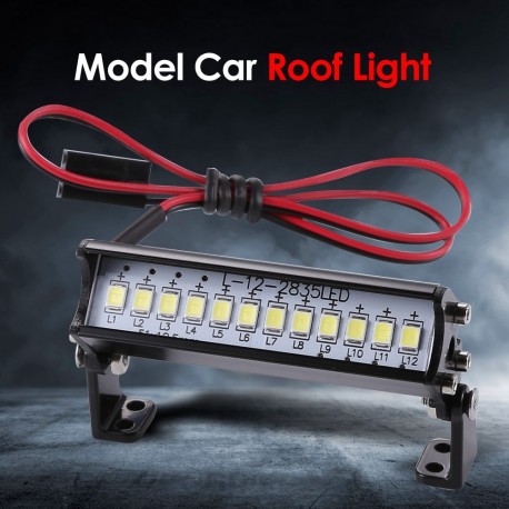 Universal 55mm 12 LED Hight Bright Light Model Truck Roof Lamp Bar for 1/10