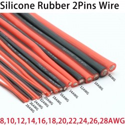 1 Meter Black+Red 24 AWG 2Pins Soft Silicone