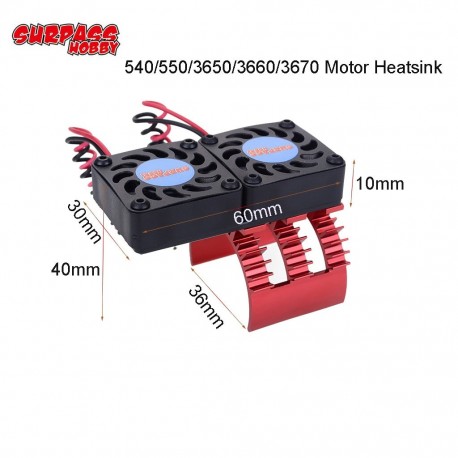 SURPASS HOBBY RC Motor Cooling Fan W/ Heatsink for 1/10 1/8 RC Car 540 550 3650 3660 3670 Motor