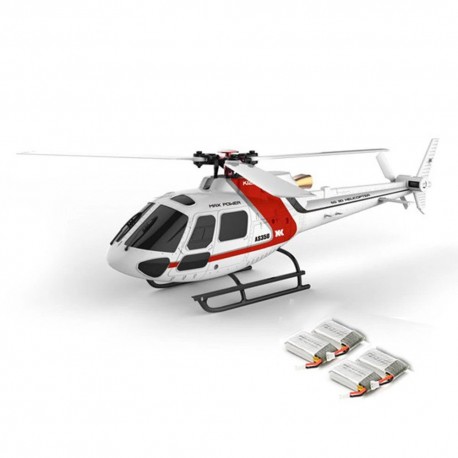 XK K123 6CH Brushless 3D6G System AS350 Scale RC Helicopter BNF (With 4 batteries)