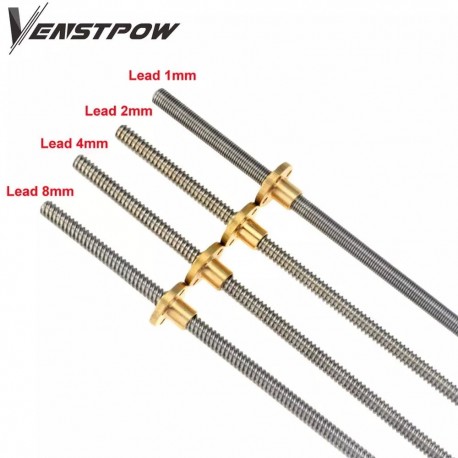 Anti-Backlash Nut 400mm T-type Stepper Motor Trapezoidal Lead Screw 8MM Thread 8mm T8 For 3D Printer & CNC