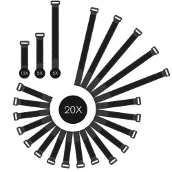 20pcs/set Nylon Hook and Loop Strap Cable Ties Reusable Fastening Wire