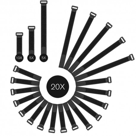 20pcs/set Nylon Hook and Loop Strap Cable Ties Reusable Fastening Wire