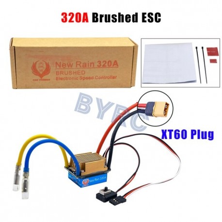 Waterproof Brushed ESC 60A 3S with Fan 5V 3A BEC T-Plug For 1/10 RC Car