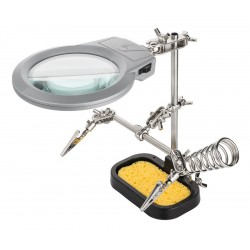 GOOBAY 51226 PCB holder, with LED magnifying glass, base and helping hand