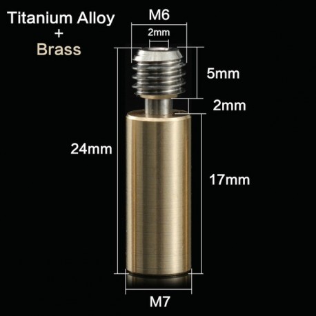 3DSWAY Bi-Metal V6 Heat Break All Metal Heatbreak Titanium Alloy Brass M6 Thread M7 Smooth Throat