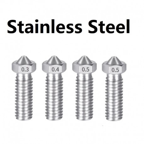 3D Printer Volcano Nozzles Stainless Steel Brass M6 Thread Hotend Nozzle 0.2mm-1.2mm For 1.75mm