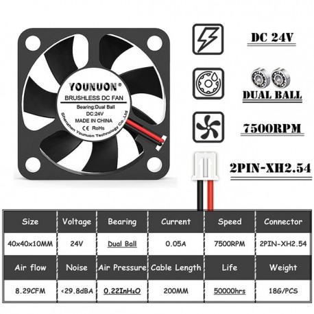 Ball Bearing 12V 0.05A 4cm 40mm 40x40x10mm 4010B 2pin Brushless Cooling Fan