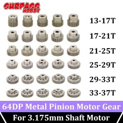 SURPASS HOBBY 5PCS Metal Pinion Motor Gear 64DP 21-50T 3.175mm Shaft for 1/10