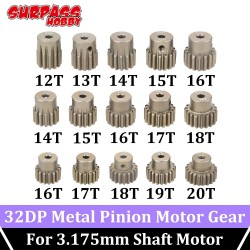 SURPASS HOBBY 5PCS Metal Pinion Motor Gear 32DP 12-20T 3.175mm Shaft for 1/10 1/8 RC Car
