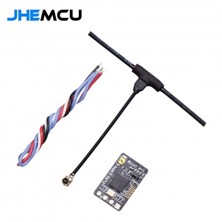 JHEMCU ExpressLRS RX24T 2.4G ELRS Radio Nano Long Range Receiver T-type Antenna 11X18mm