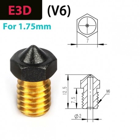 E3D Brass PTFE Nozzle Coating Non Stick Filament