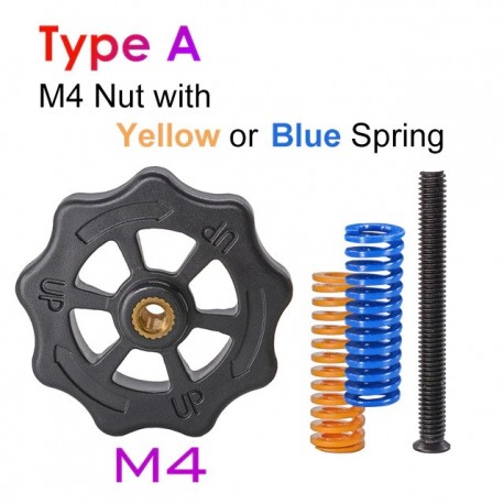 4PCS M3/M4 Screws Nuts Heat Bed Leveling Spring Knob Parts 3D Printers Print Platform Calibration Accessories