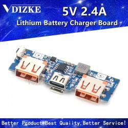 Lithium Battery Charger Board LED Dual USB 5V 2.4A Micro/Type-C USB Mobile Power Bank 18650