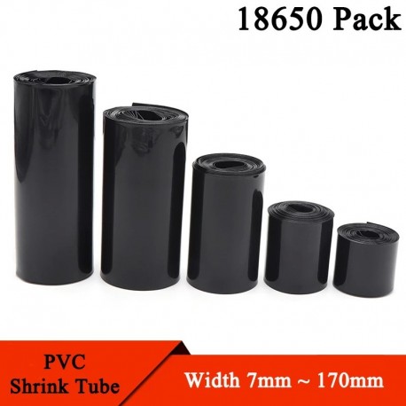 20mm ~ 125mm PVC Heat Shrink Tubing Wrap Black (50cm)