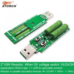USB Resistor DC electronic load 2 switch adjustable current 5V 1A/2A/3A battery capacity voltage discharge
