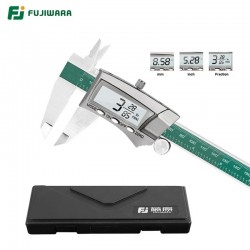 FUJIWARA Digital Display Stainless Steel Calipers 0-150mm 1/64 Fraction/MM/Inch LCD Electronic Vernier Caliper IP54 Waterproof