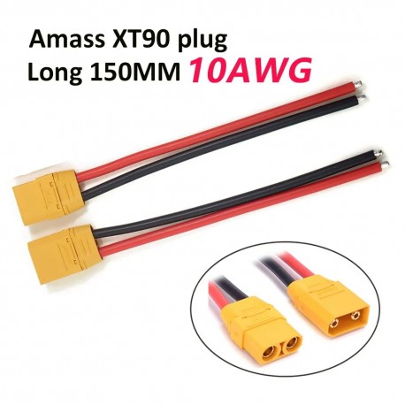 AMASS XT90 Male Female Connector Plug Pigtails with 150mm 10AWG
