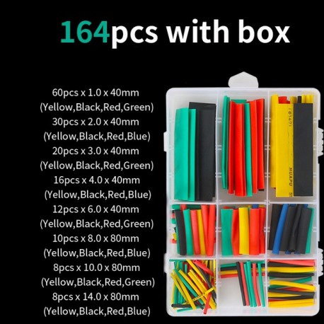 127pcs Heat shrink tube sleeve 2:1 black electronic diy kit Insulation Sleeving Polyolefin Shrinking