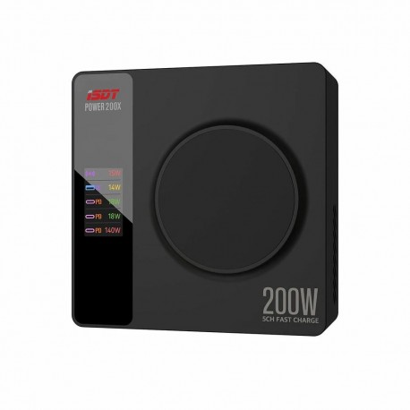 ISDT Power 200X USB C Fast Charger 5-Port Desktop/Wall PD3.1 Charger with Wireless Charging Port QC 3.0