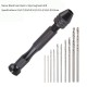 Mini Aluminum Hand Drill w/Keyless Chuck and 10 Drills 