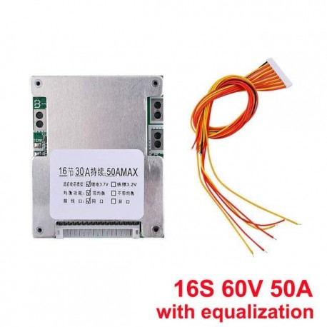16S 60V BMS 30/50A Lithium battery Protection Board PCB Equalizer