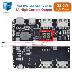 QC4.0 QC3.0 LED Dual USB 5V 4.5A 22.5W Micro/Type-C USB Mobile Power Bank 18650 Charging Module