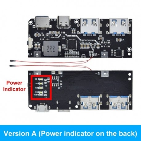 QC4.0 QC3.0 LED Dual USB 5V 4.5A 22.5W Micro/Type-C USB Mobile Power Bank 18650 Charging Module