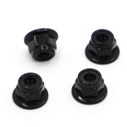 5pcs M3 M4 Black Carbon Steel Hex Flange Nylon Insert Lock Nut Self-locking
