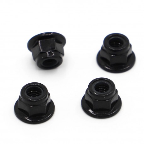 5pcs M3 M4 Black Carbon Steel Hex Flange Nylon Insert Lock Nut Self-locking