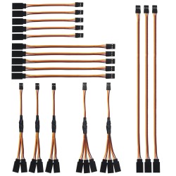 18Pcs 3-Pin JR Servo Extension Cable,1 JR Male to 2/3 Female JR Y Harness Servo Cable & 3.93" 5.9" 11.8" JR Extension Wire