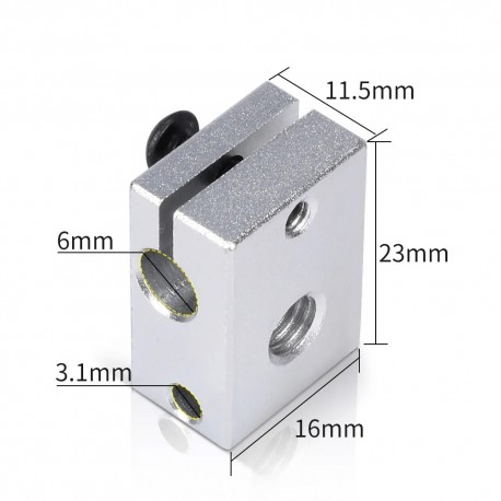 Heater Block Aluminum Block Fit J-head Hotend Bowden Extruder