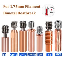Bi-Metal V6-Crazy CR6 SE CR10-Tcrazy Heat Break Copper & Stainless Steel All-Metal 3D Printer Throat For Ender3 E3D HOTEND