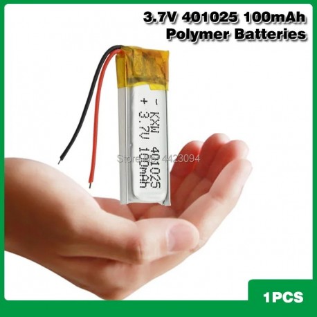 3.7V 100mAh 401025 Lithium Polymer LiPo Rechargeable Battery