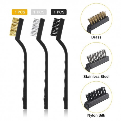 3D Printer Nozzle Cleaning 7Inch Stainless Steel Brass Copper Wire Toothbrush Tool for Nozzle-Block Hot Bed