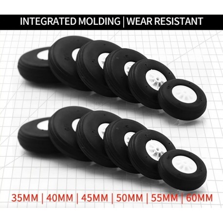 EVA Rubber Wheel PU Plastic Landing Gear Wheels Plane Tail 35-60MM For RC Fixed-wing Airplane