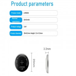 3.6V LIR2032 lir 2032 lithium ion rechargeable battery 40mah Li-ion button