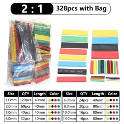 328pcs 2:1 Polyolefin Halogen-Free Heat Shrink Tube Sleeving 5 Color 8 Size