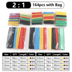 164Pcs Polyolefin Shrinking Assorted Heat Shrink Tube Wire Cable Insulated Sleeving Tubing Set