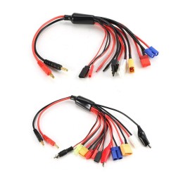 10 in 1 Multifunctional Battery Charger Cable 4.0mm Banana Adapter Connector Plug to T Tamiya XT30U XT60H XT90 EC5 JST Wire