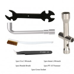 3D Printer Wrench Set Cross Socket Spanner for Nozzle Cleaning Copper Brush Tool