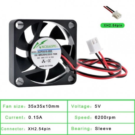 35mm fan 35x35x10mm DC5V 12V 24V 2 wires 2pin
