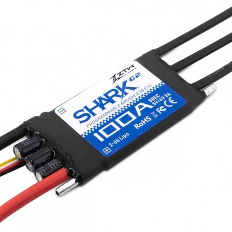 ZTW Shark G2 100A 2-6S 32-bit Water-cooling Dual-way Waterproof Brushless ESC For RC Boat
