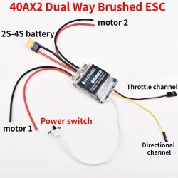 40AX2 Dual Way Bidirectional Brushed Electric Speed Controller Mixed Control ESC 6-15V for RC Tank