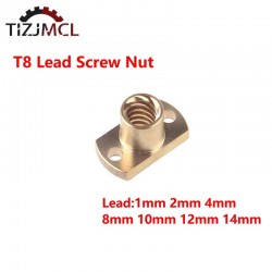 T8 Lead Screw H Nut Flange Brass Nut Pitch 1mm/2mm Lead1/2/4/8mm Trapezoidal Lead Screw Nut