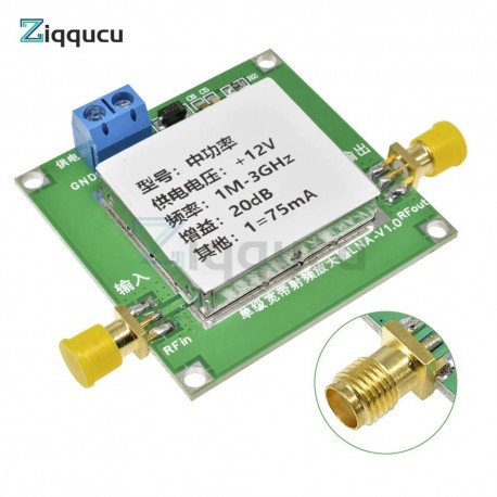 Digital Frequency Meter RF Wideband Low Noise Amplifier LNA (1-3000MHz Gain: 20DB) Power Supply Voltage 12V DC Measuring
