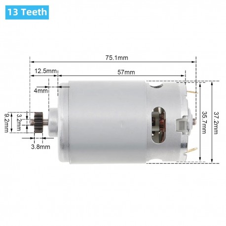 RS550 DC Motors 10.8V/12V/14.4V/16.8V/18V/21V Drill Motor with 13Teeth High Torque Gear Box for Electric Drill
